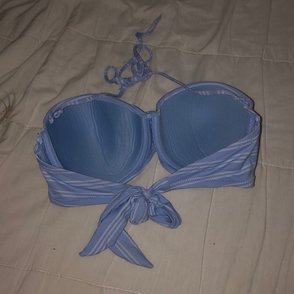 Blue bathing suit top white stripes - Picture 2 of 2